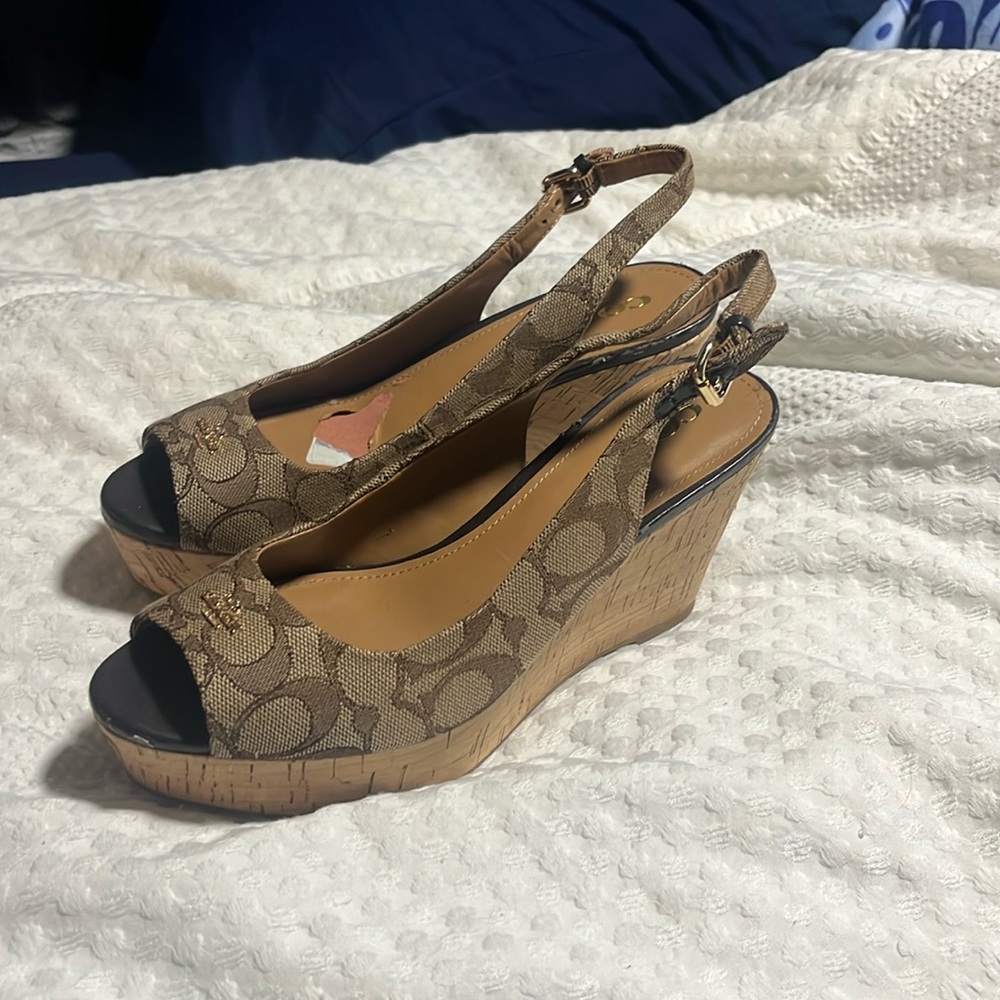 COACH, Cork Wedge Sandals! STYLISH